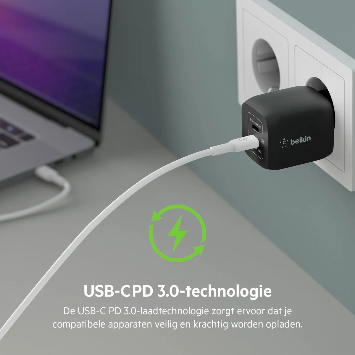 Belkin Boost-Up Charge Pro WCH011vfBK USB-C Adapter 45W - Zwart