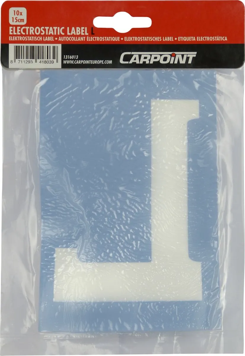 Carpoint L Sticker Lesauto Statisch Raam 10x15cm