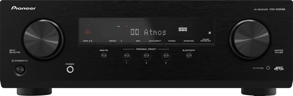 Pioneer VSX-535D - 5x 80W, HDMI 2.1 (4in/1out), 8K, DAB+, MCACC, Bluetooth