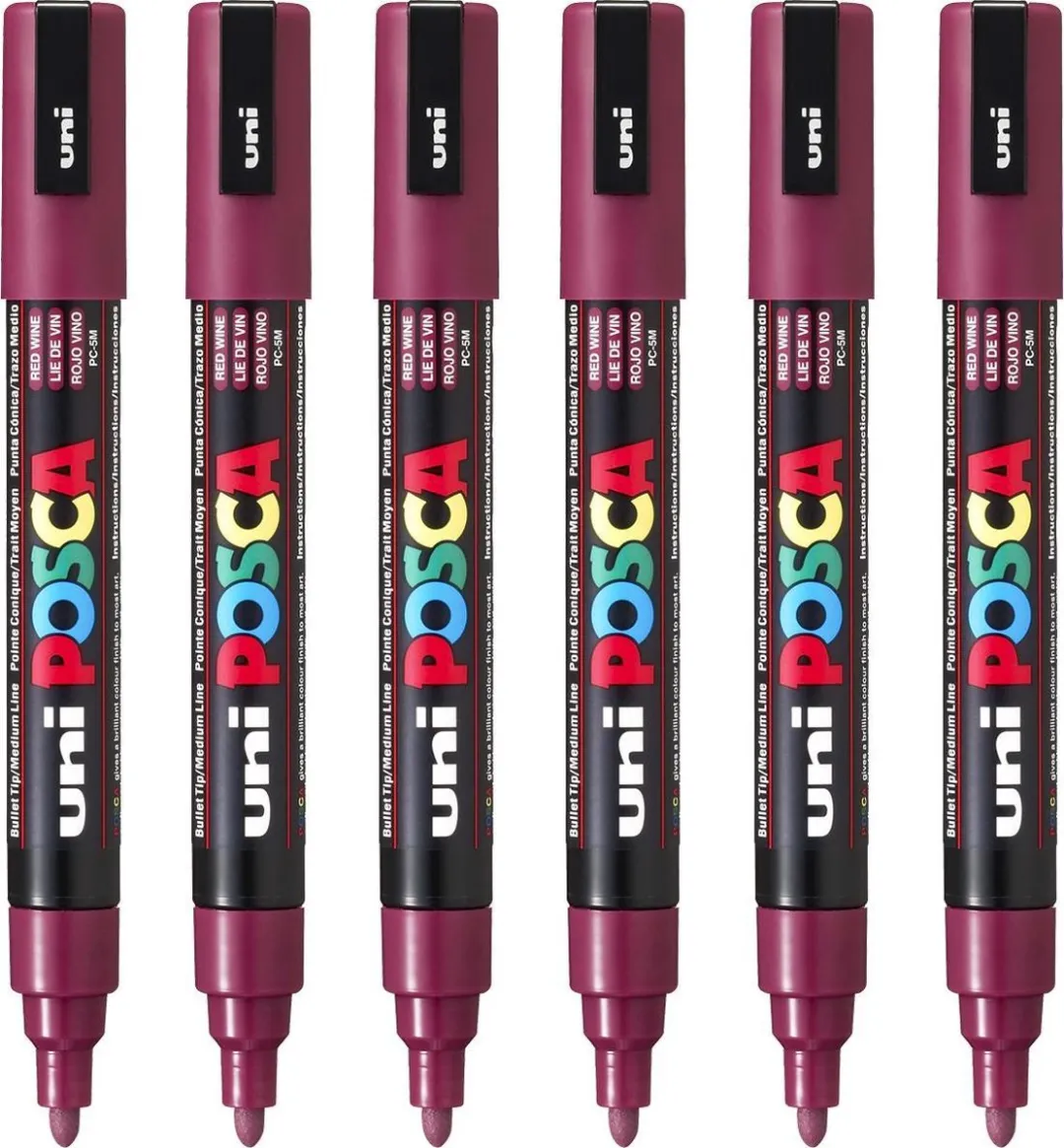 Posca PC-5M Wijnrood Verfstiften - 6 Stuks