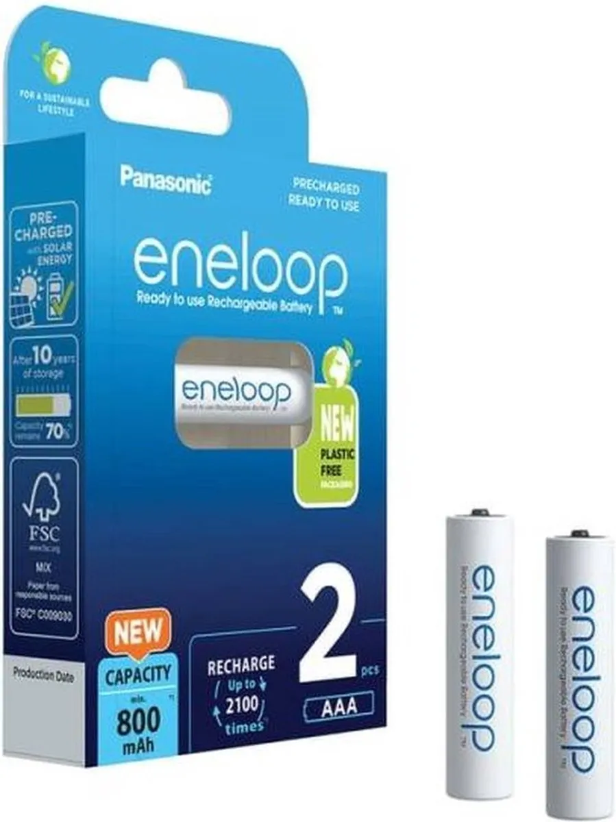 Panasonic eneloop AAA Oplaadbare Batterij 800mAh - 2 Stuks