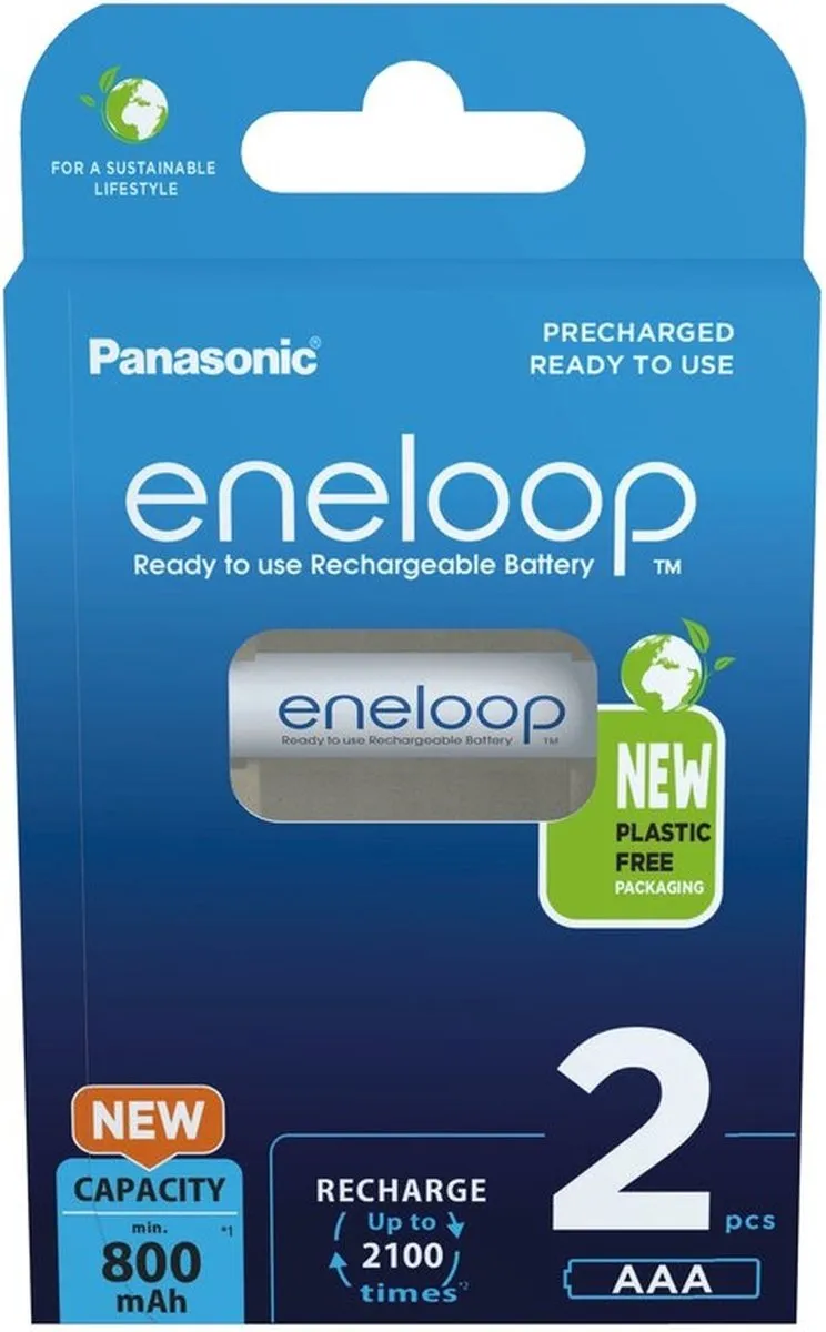 Panasonic eneloop AAA Oplaadbare Batterij 800mAh - 2 Stuks