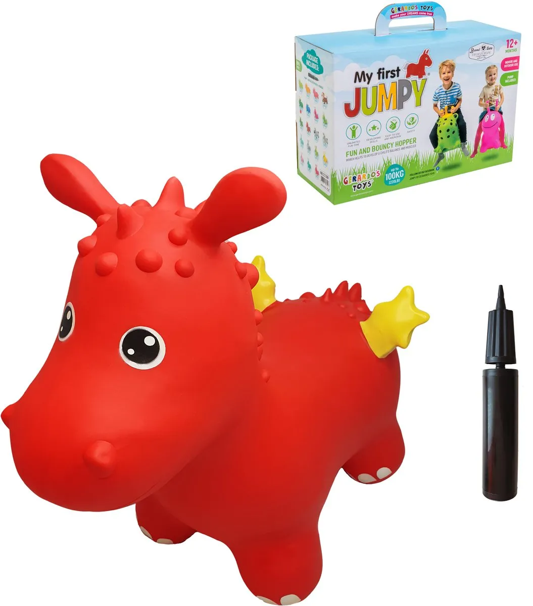 VTOYZ JUMPY Draak Skippybal - 100 kg - Rood - Incl. pomp