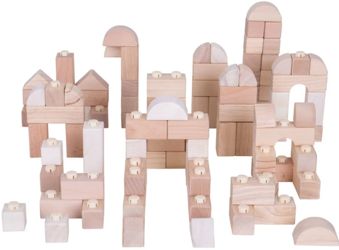 BIGJIGS Click Blocks Houten Klikblokken 100-delig - Multikleur