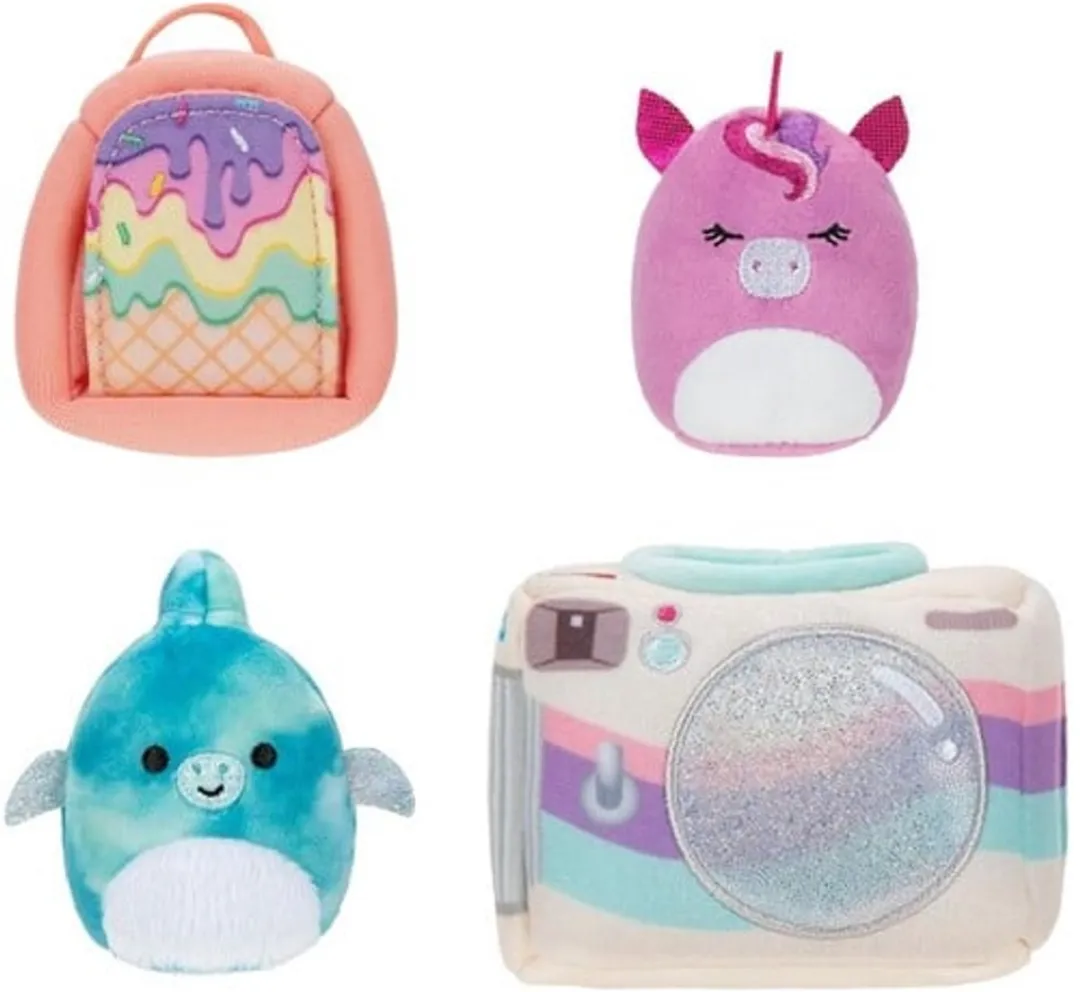 Weekend Trip Squishville Squishmallows Pluche Knuffel (4 delig) 20 cm - Squishy Kawaii Knuffels Kussen - Speelgoed voor Kinderen Jongens Meisjes