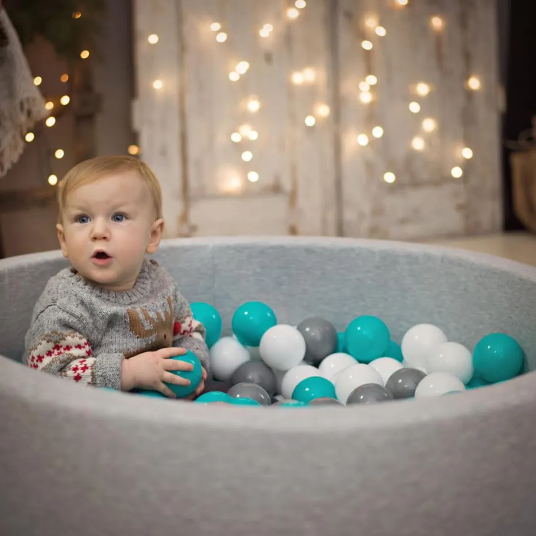 KiddyMoon Ballenbad 90x30cm - 300 Ballen - Lichtgrijs/Wit/Grijs/Mint/Poederroze