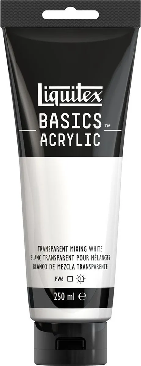 Liquitex 88700243 Basics Acrylverf Transparent Mixing White – 250 ml | Kunstenaars Acrylverf | Middelmatige Viscositeit | Voor Kleurmenging & Glazuren