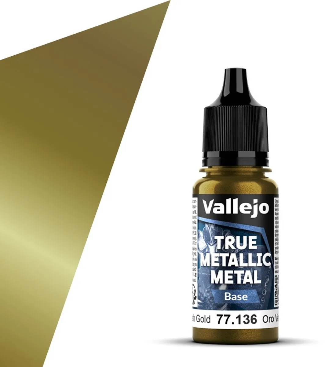 Vallejo Hobbyverf Acryl True Metallic Base Groenachtig Goud 18ml