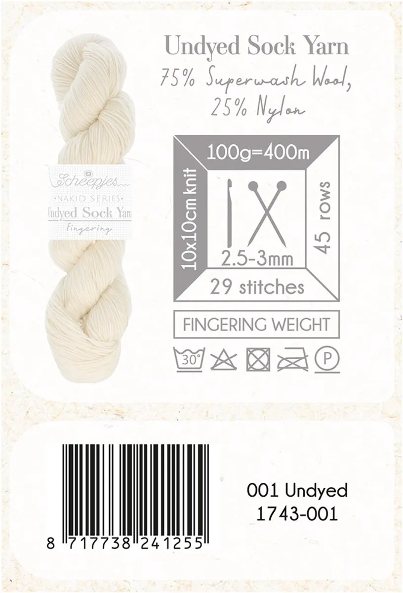 Scheepjes Nakid S. Undyed Sock Yarn Fingering - 1 Stuk