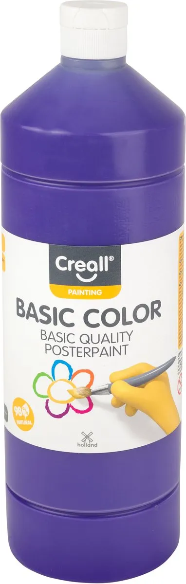 Creall Plakkaatverf - Paars - paarse schoolverf - fles 1000ML - Gemaakt in Nederland - professionele kwaliteit - basic color - vegan - glutenvrij
