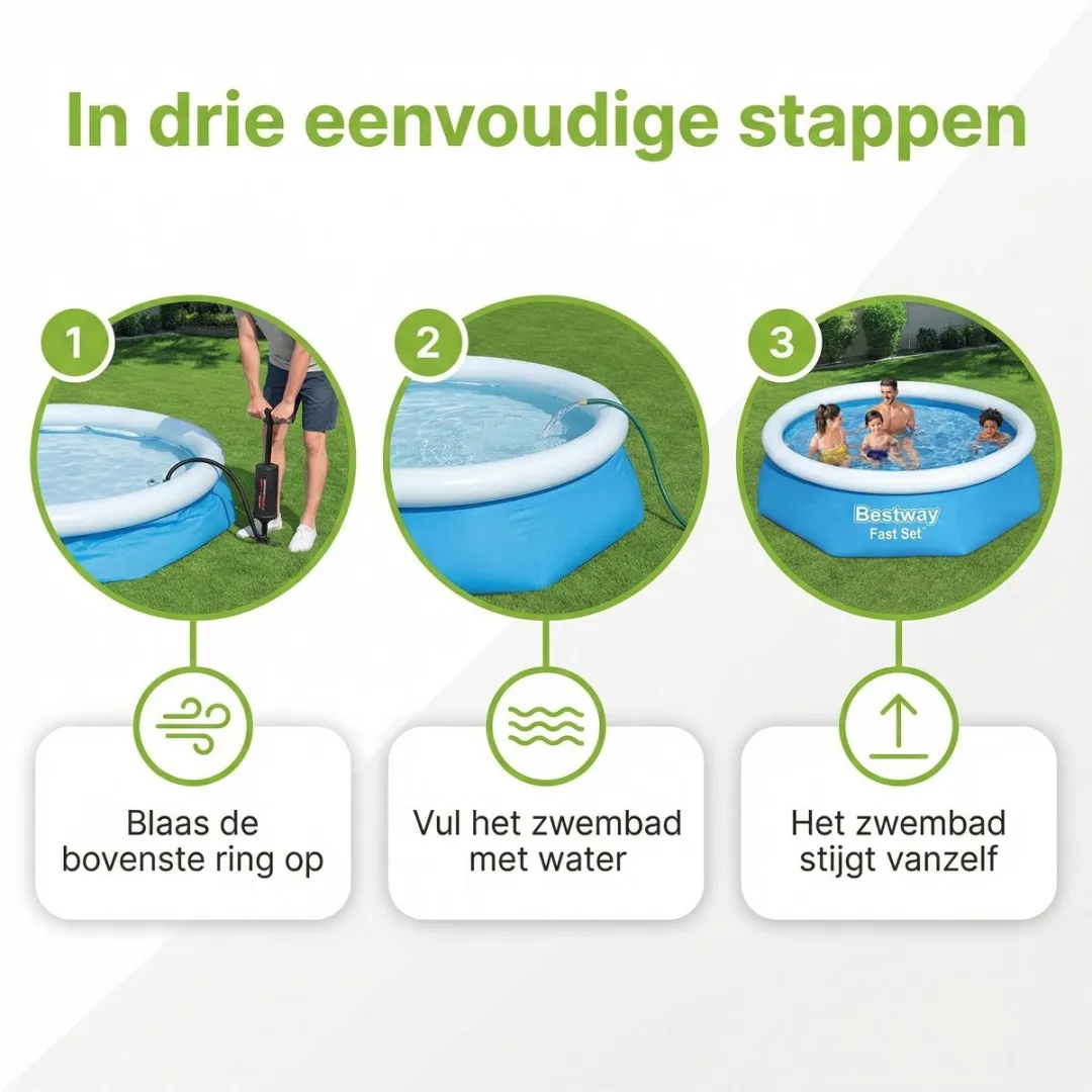 Bestway Fast Set Zwembad 244cm - 1880L Blauw - 7-delig