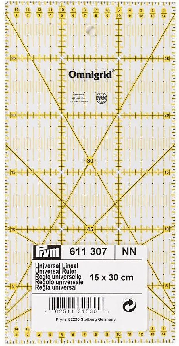 Prym Universele Liniaal Omnigrid 15x30cm - Transparant