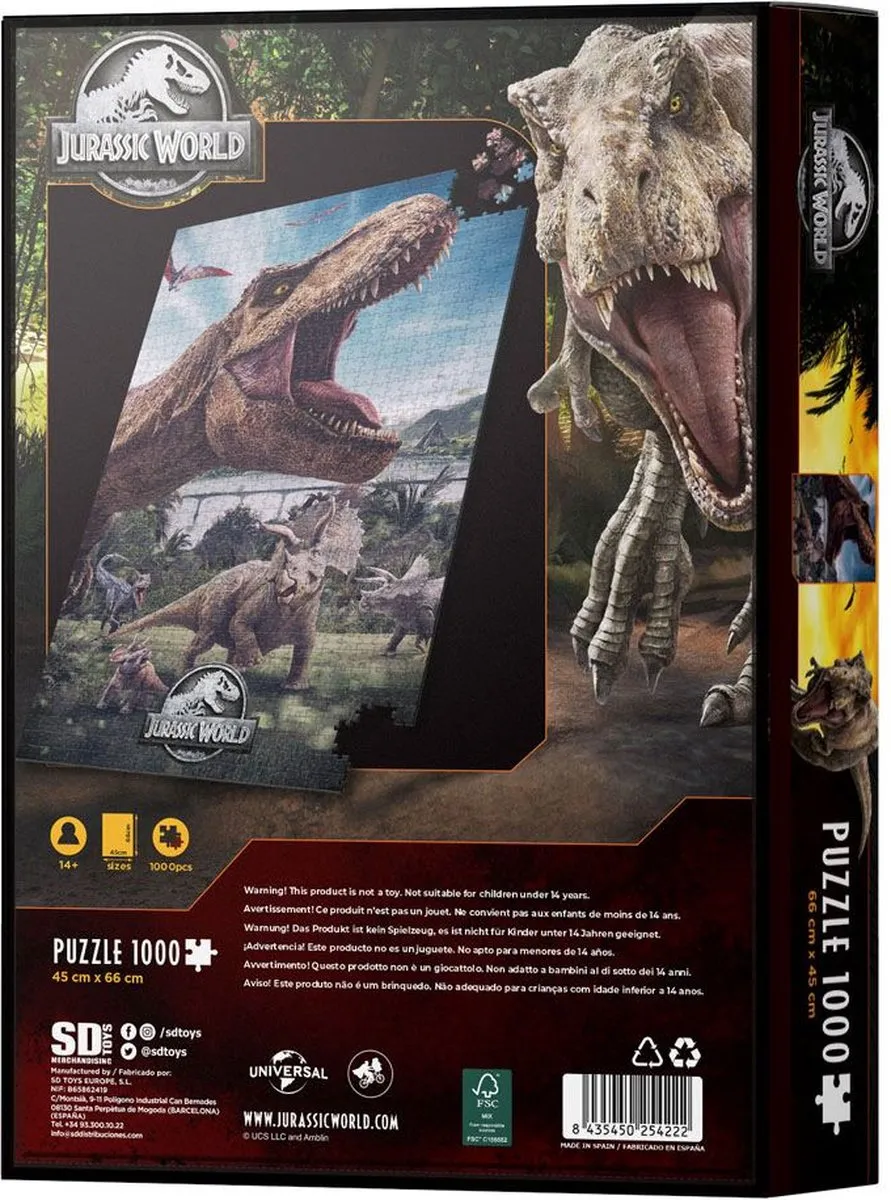 SD Toys Jurassic World Rex Puzzle Poster - 1000 Stukjes - Multi - afbeelding 3 van 3