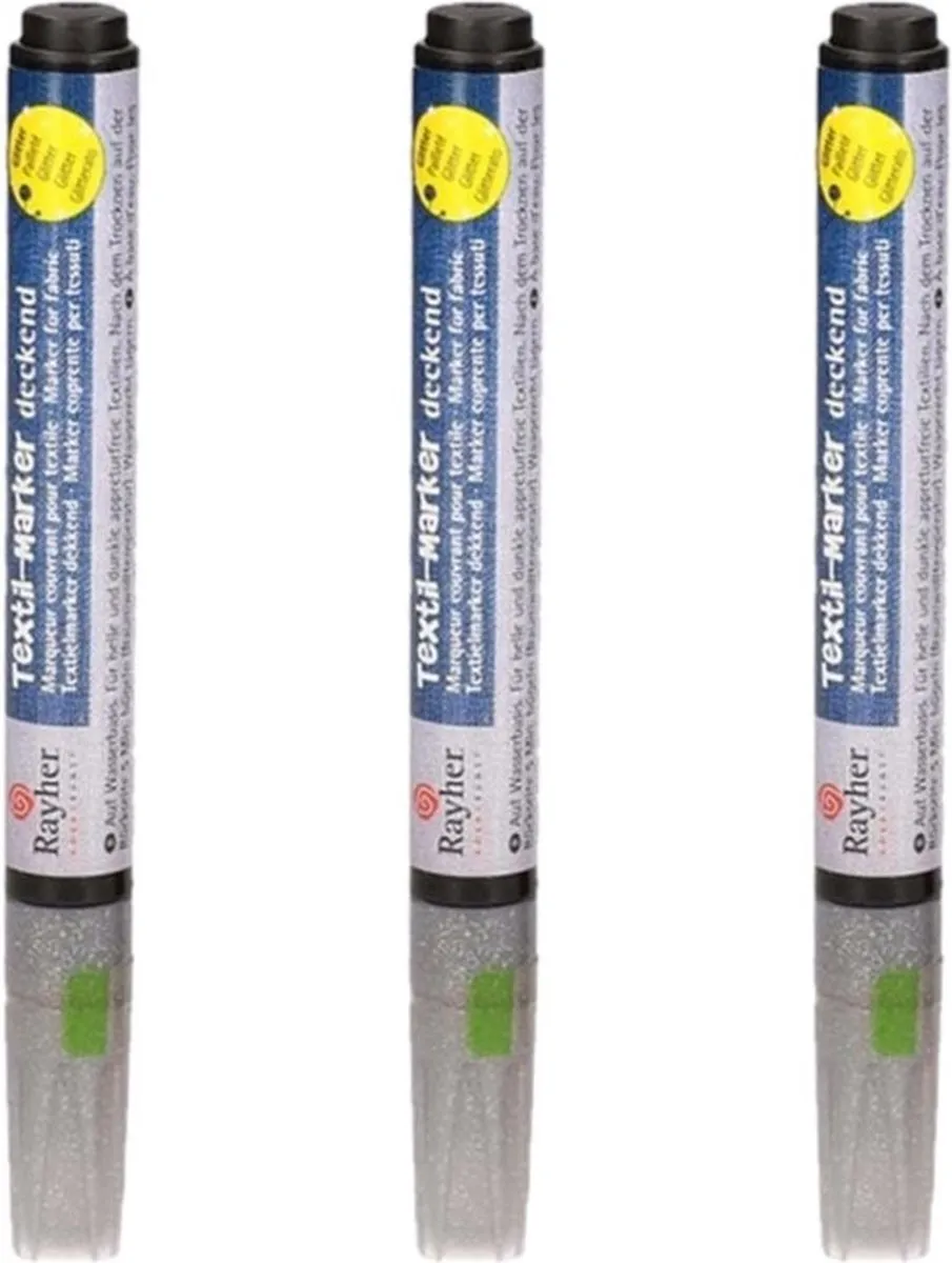 Rayher Zilveren Glitter Textielstift