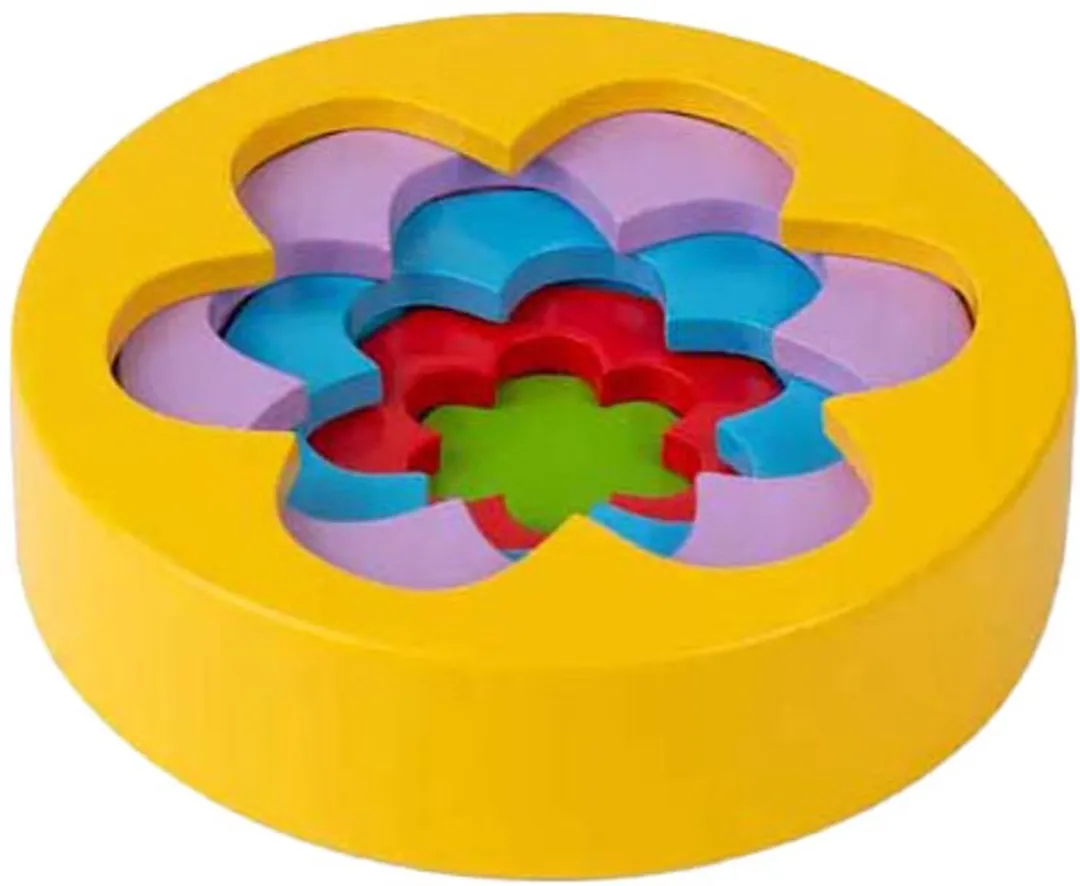 BIGJIGS Houten Bloementoren 5-delig - Multi kleuren