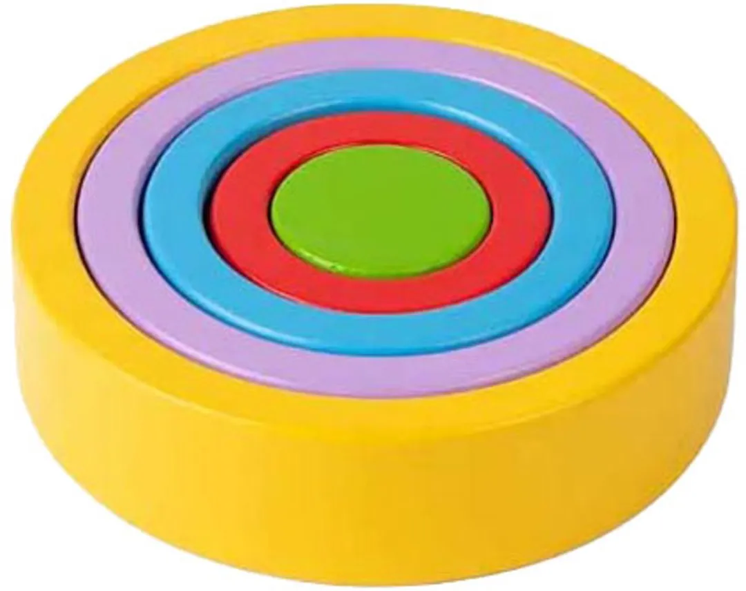 BIGJIGS Houten Bloementoren 5-delig - Multi kleuren
