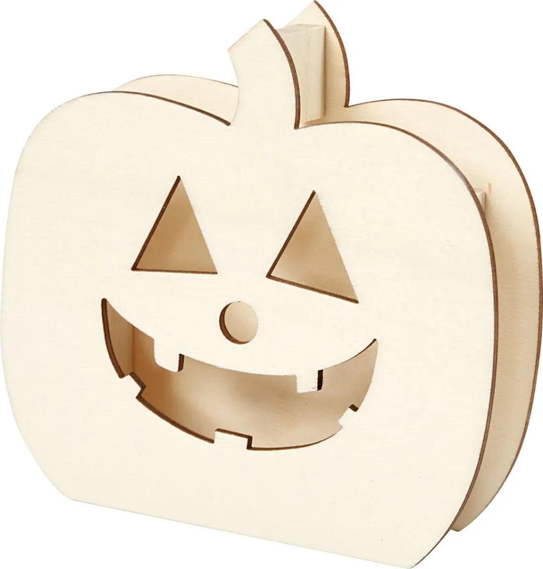 Creativ Company Houten LED Figuur Pompoen 13,5x13x3cm
