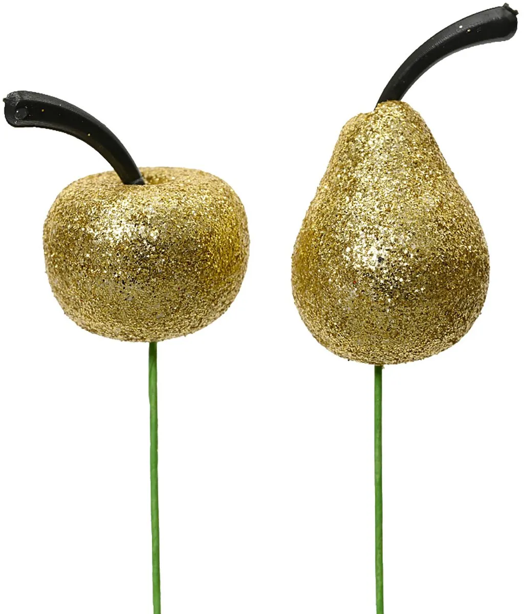 Decoris Foam Figuren Appeltjes & Peren - 18 Stuks - Groen/Goud