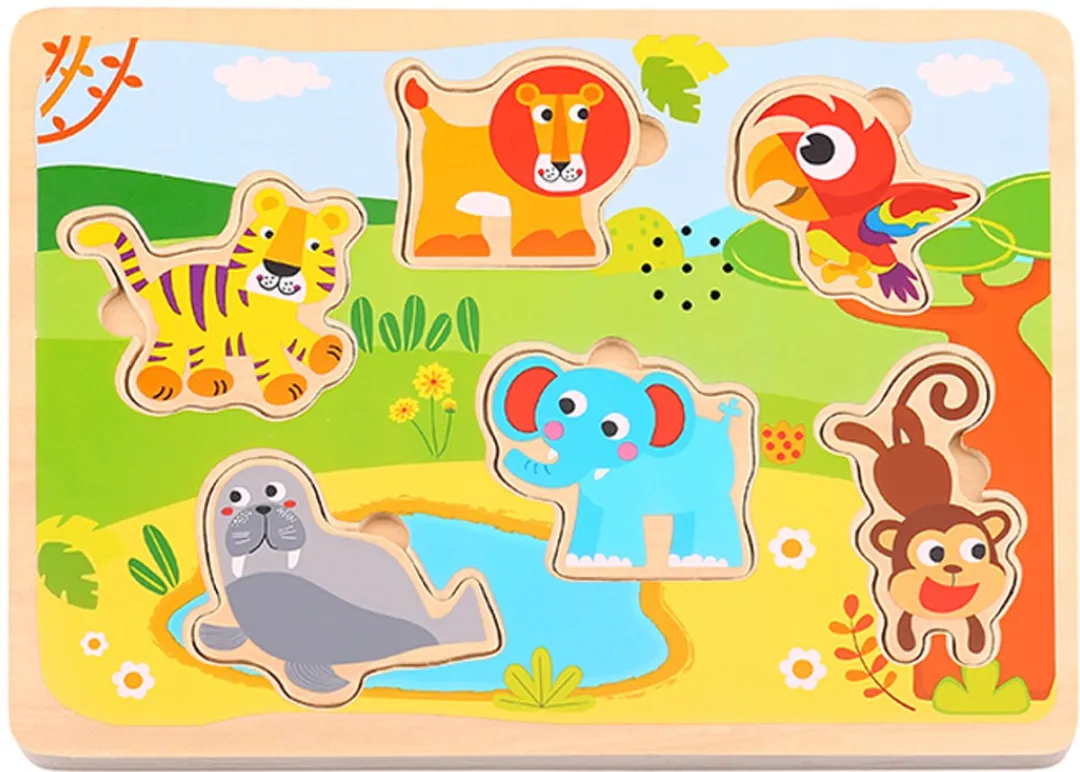 Tooky Toy TL065 Wilde Dieren Geluidspuzzel