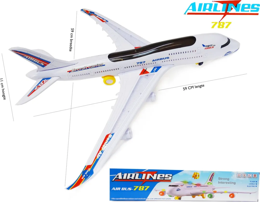 Speelgoed vliegtuig 59CM -Senior Aviation Airways 787 - LED licht + geluiden en rijdende wielen (incl. batterijen)