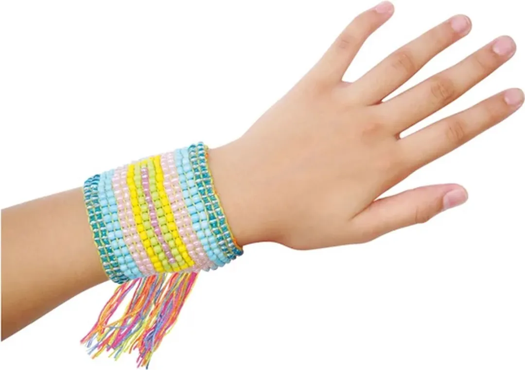 Toi-Toys Weefgetouw met Garen en Kralenset - Multi kleuren