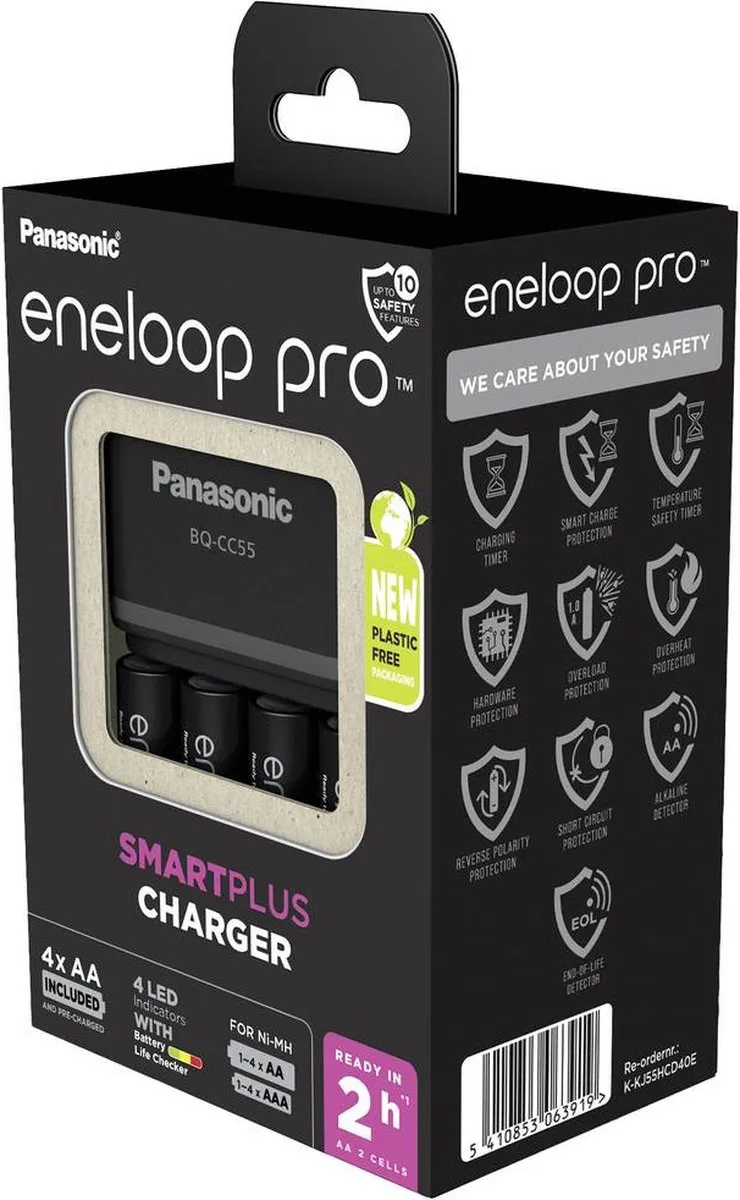 Panasonic Eneloop Smart & Quick Lader BQ-CC55 - 4x AA 2500mAh - Wit - afbeelding 6 van 6