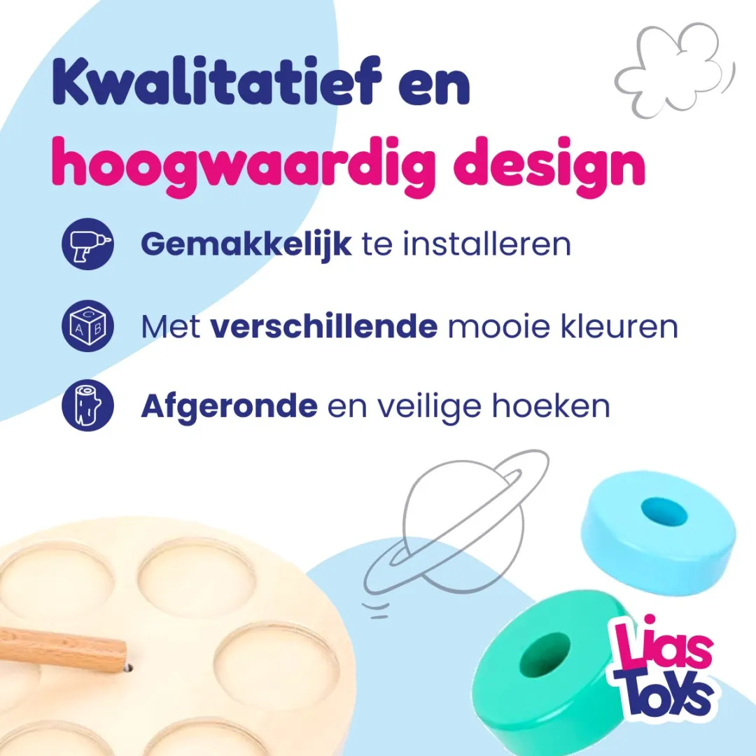 LiasToys - Regenboog toren - houten stapeltoren - montessori speelgoed - educatief speelgoed - peuter speelgoed -duurzaam speelgoed - ring stapelaar