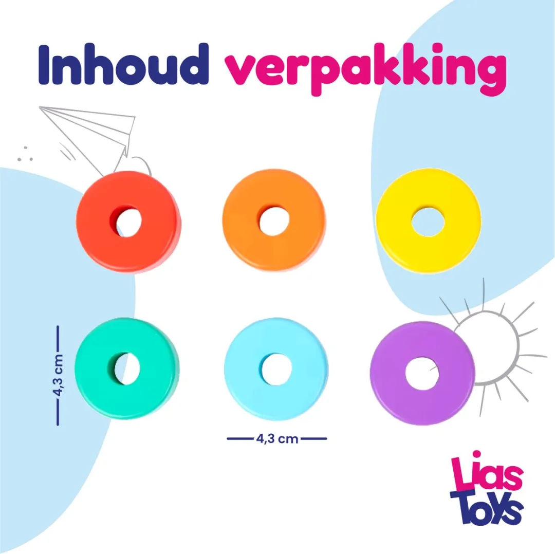 LiasToys - Regenboog toren - houten stapeltoren - montessori speelgoed - educatief speelgoed - peuter speelgoed -duurzaam speelgoed - ring stapelaar