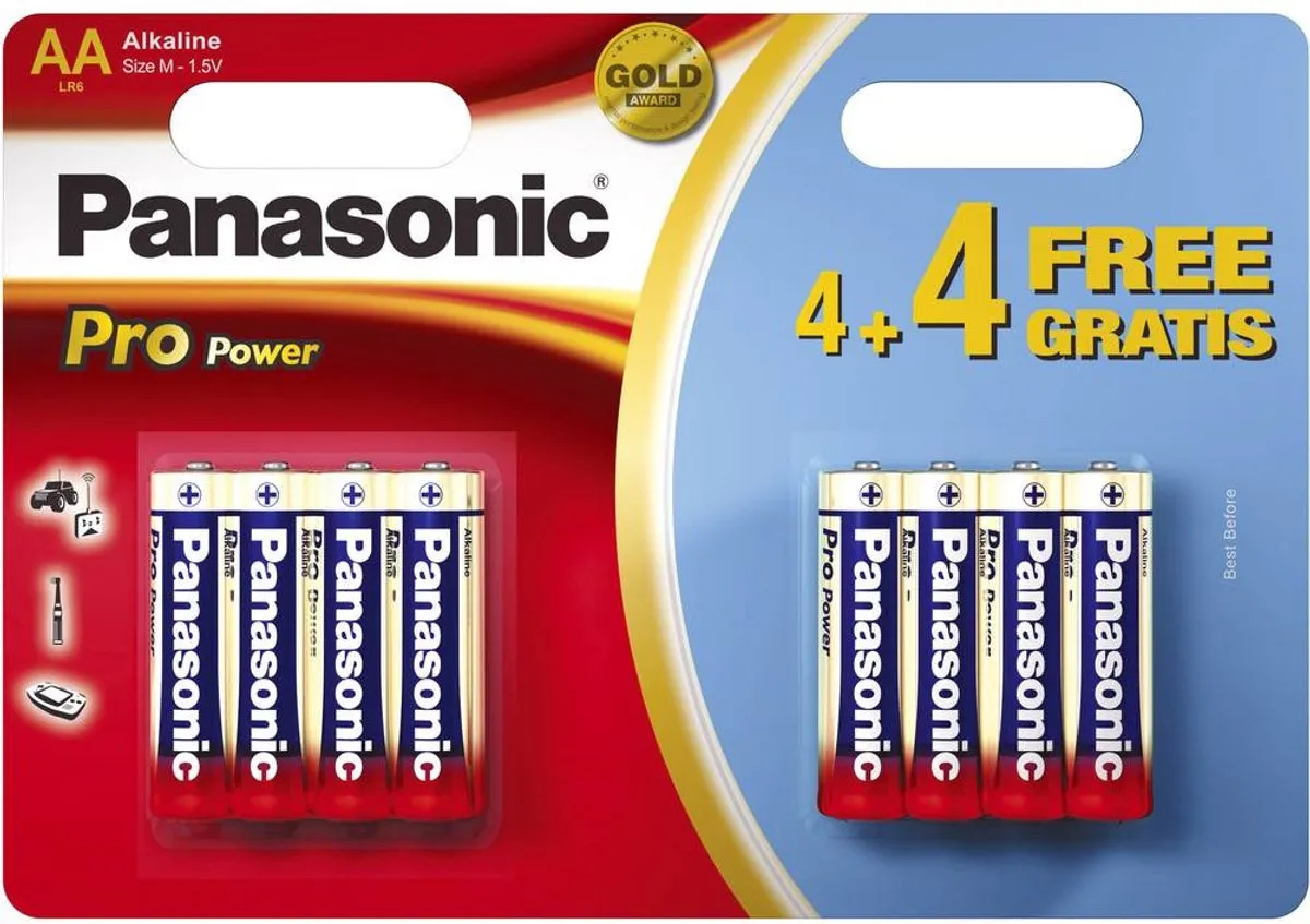 Panasonic Pro Power AA Alkaline Batterijen - 8 Stuks