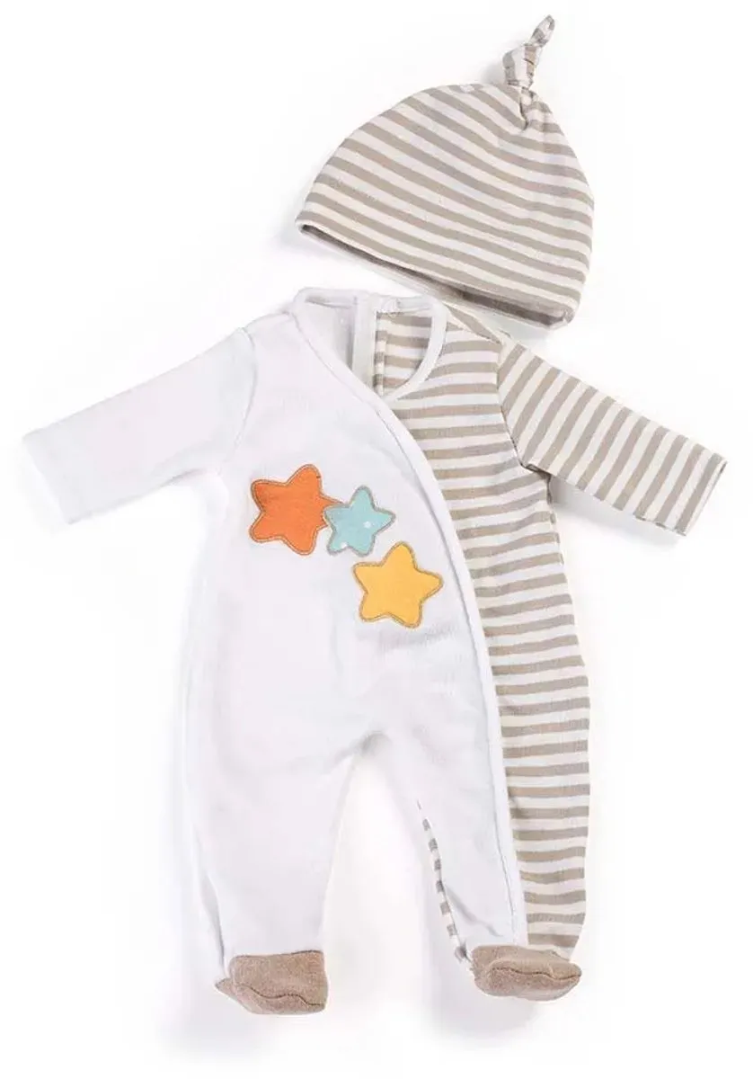 Miniland Poppen Pyjama 40cm - Beige/Gestreept