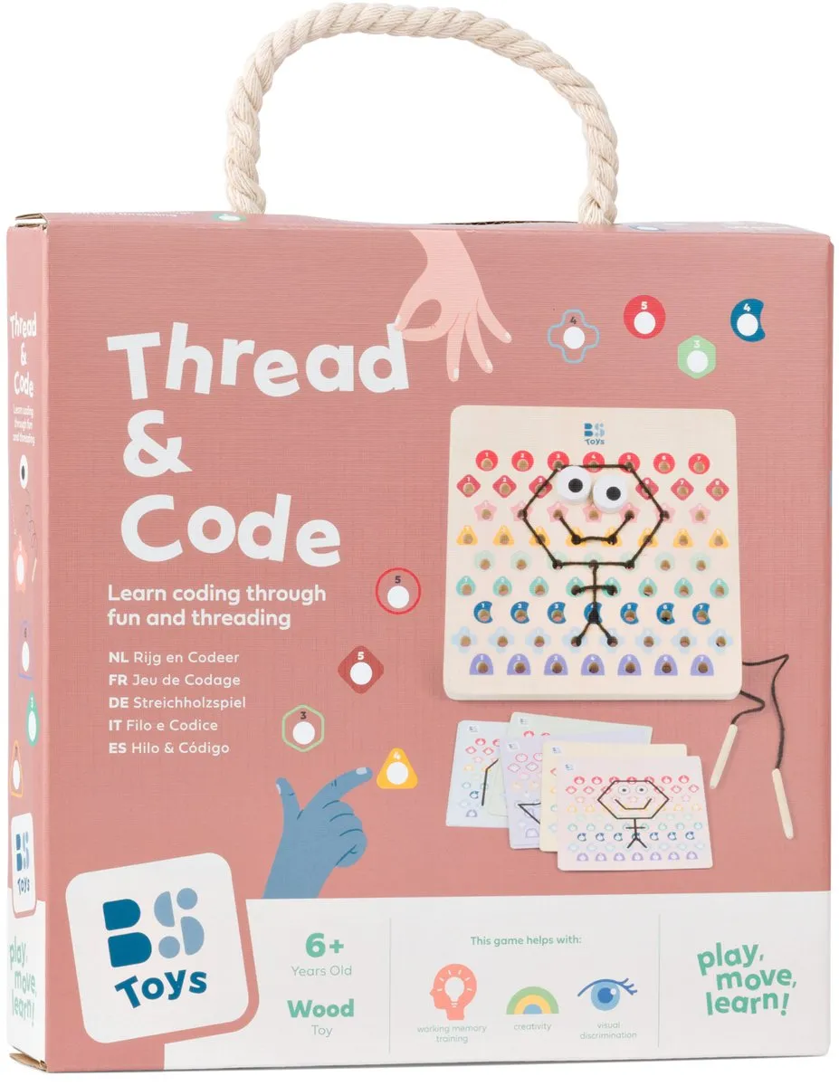 BS Toys Thread and Code GA519 Houten Rijgspel - Beige - afbeelding 6 van 6