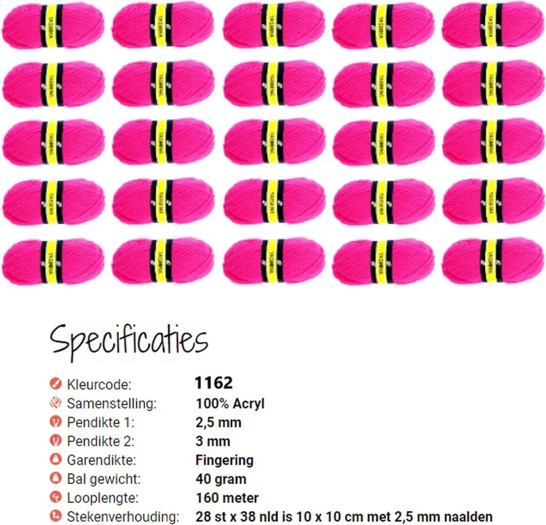 Scheepjes Yasmina 1162 Knal roze Wol - 25x40g