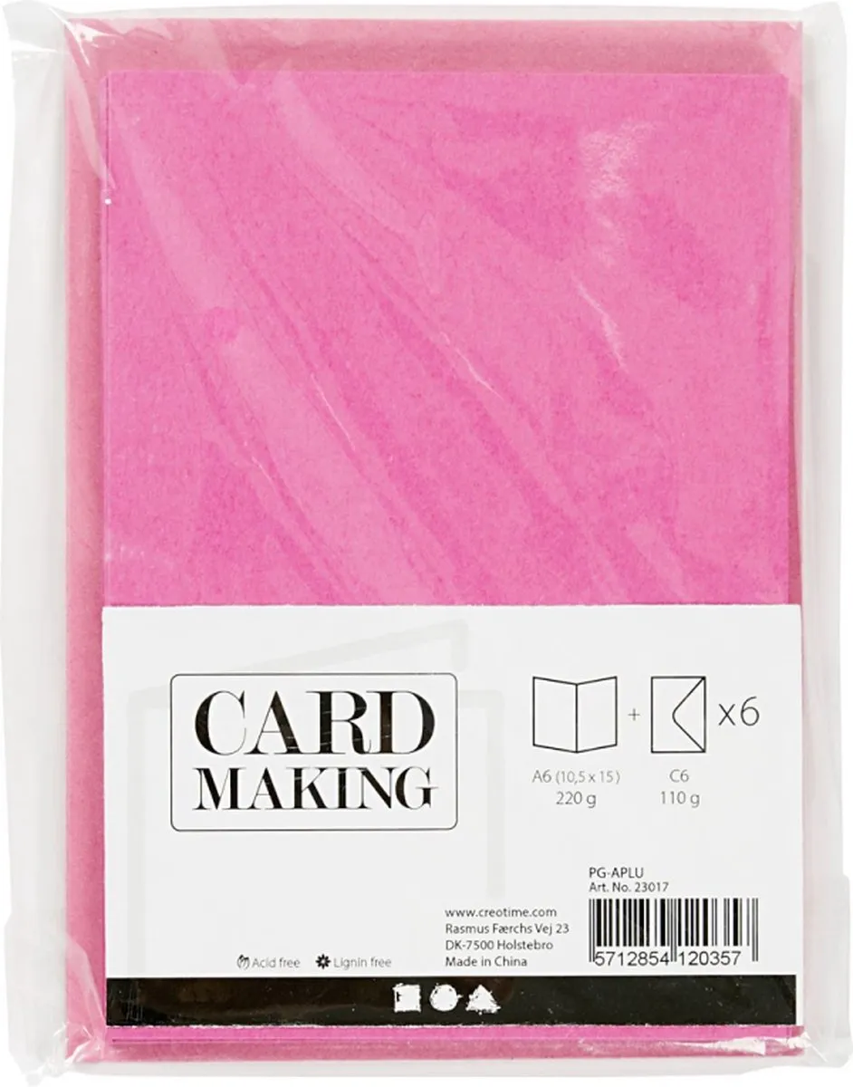 Creativ Company Kaarten & Enveloppen 10,5x15cm Roze - 6 Stuks