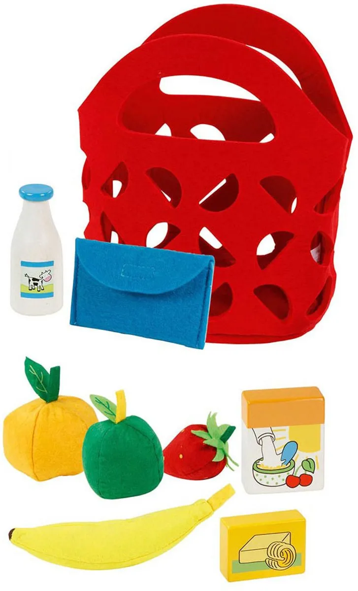 Goki Boodschappentas 22x18x12cm - 9-delig Multikleur
