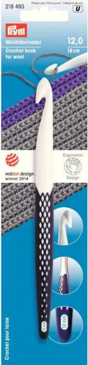 Prym Ergonomische Kunststof Wolhaaknaald 12.0mm - Wit/Blauw - afbeelding 6 van 6
