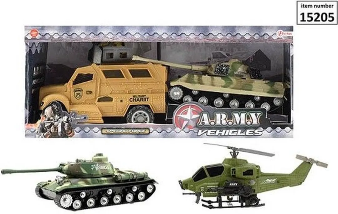 Toi-Toys Combat Frictie Soldaten 2 Voertuigen - Multicolor
