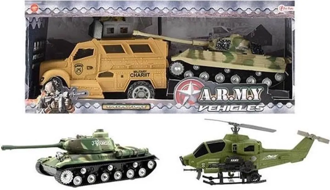 Toi-Toys Combat Frictie Soldaten 2 Voertuigen