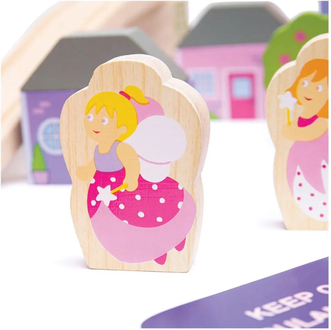 BIGJIGS Houten Treinset Stad BJT023 - Roze - 75 Stukken