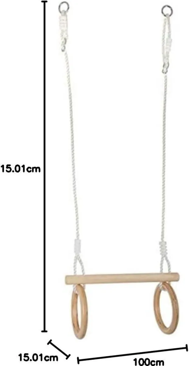 Small Foot Houten Trapeze met Gymnastiekringen 100cm - Multicolor