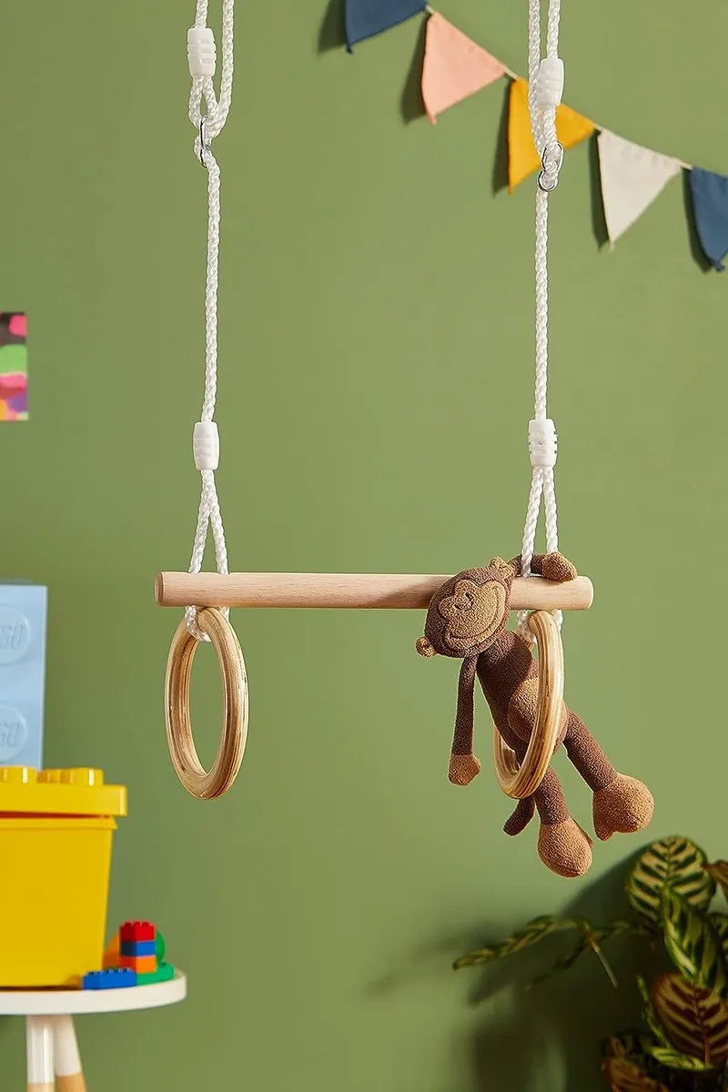 Small Foot Houten Trapeze met Gymnastiekringen 100cm - Multicolor