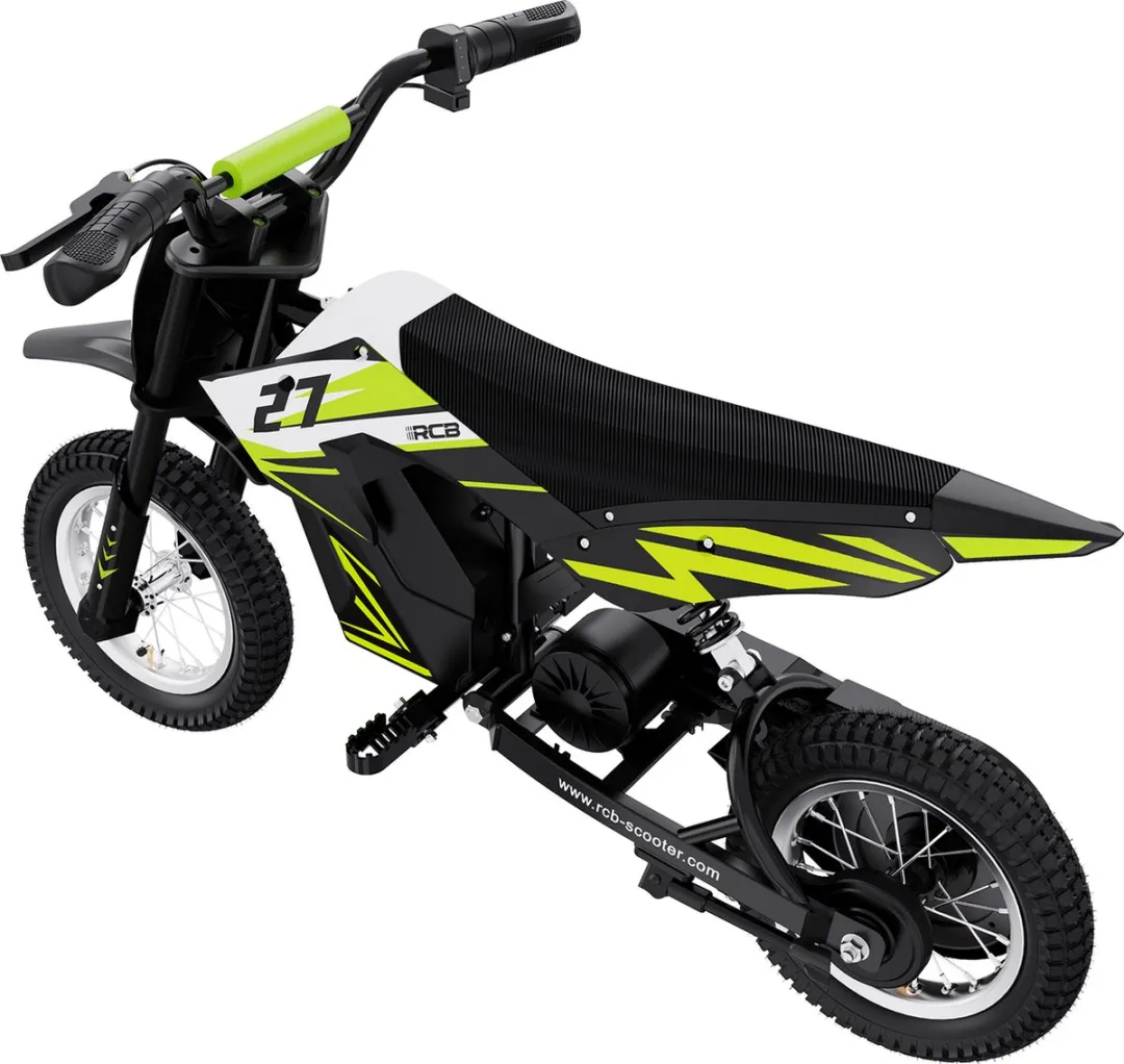 RCB Elektrische kindermotor | 36V Cross Bike Off-road| 3 Versnellingen (8/12/25 km/u)| | Groente/Zwart