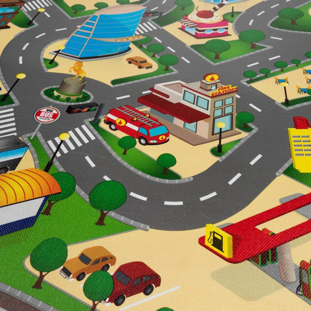 Eddy Toys Speelkleed Verkeer 120x100cm - Groen/Grijs