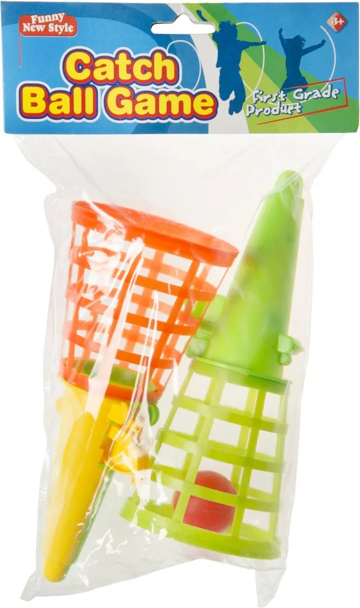 Summer Fun - Vangbalspel 19 cm 3 delig - Click & Catch Ball Game