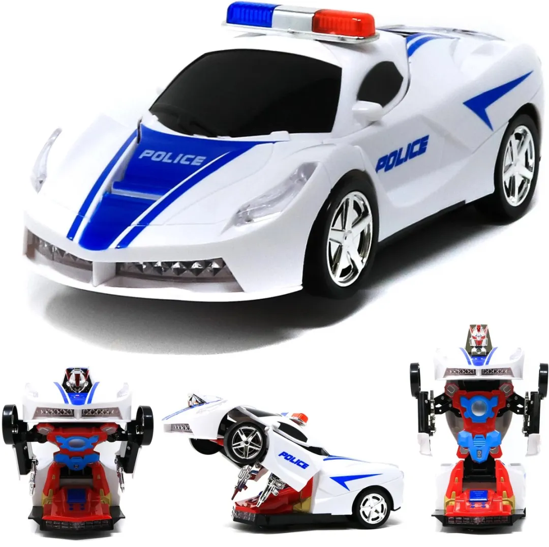 Robot Police Car - Transformerende Politieauto naar robot - 2-in-1 met Licht & Geluid - incl. batterijen