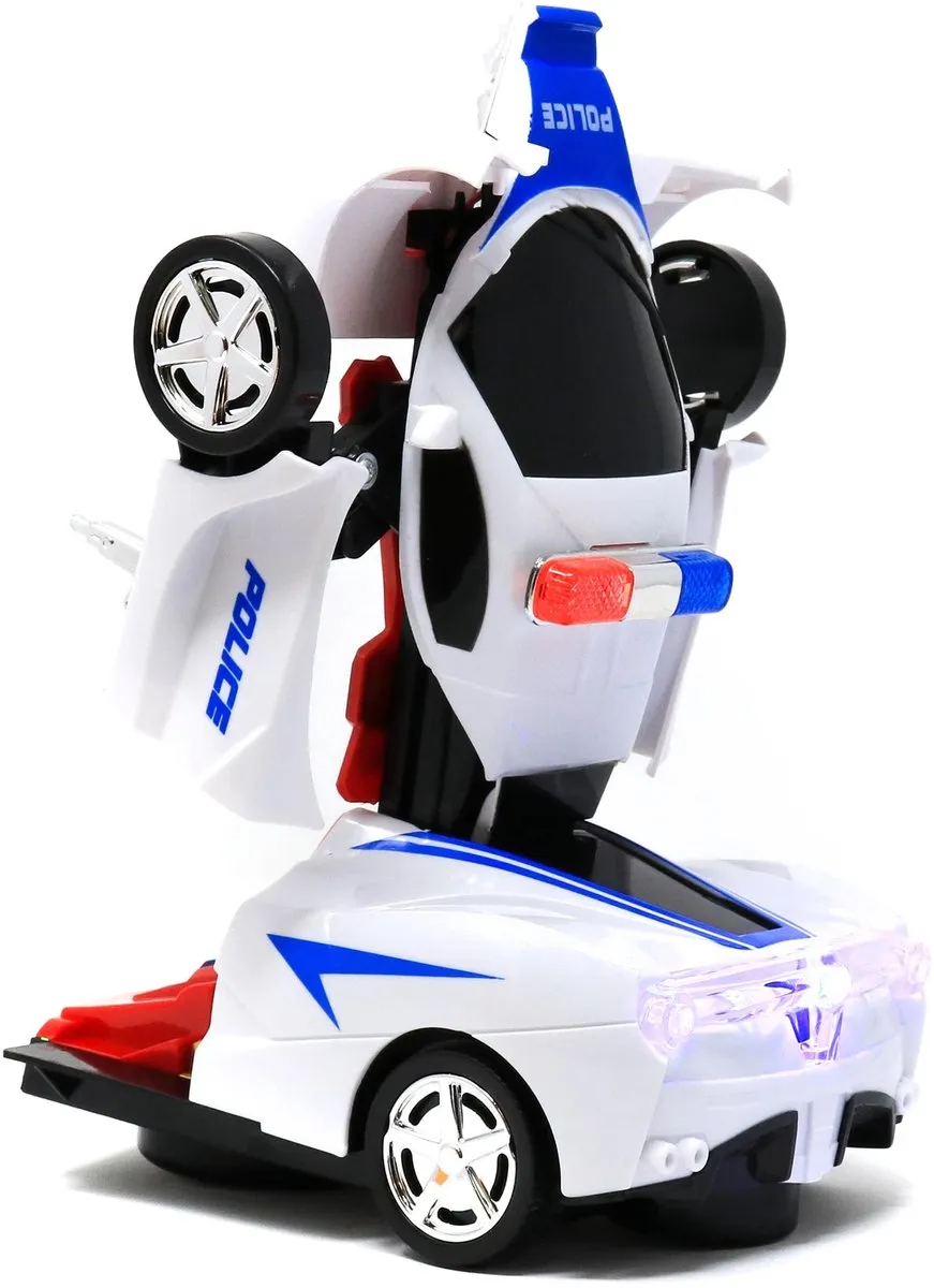 Robot Police Car - Transformerende Politieauto naar robot - 2-in-1 met Licht & Geluid - incl. batterijen