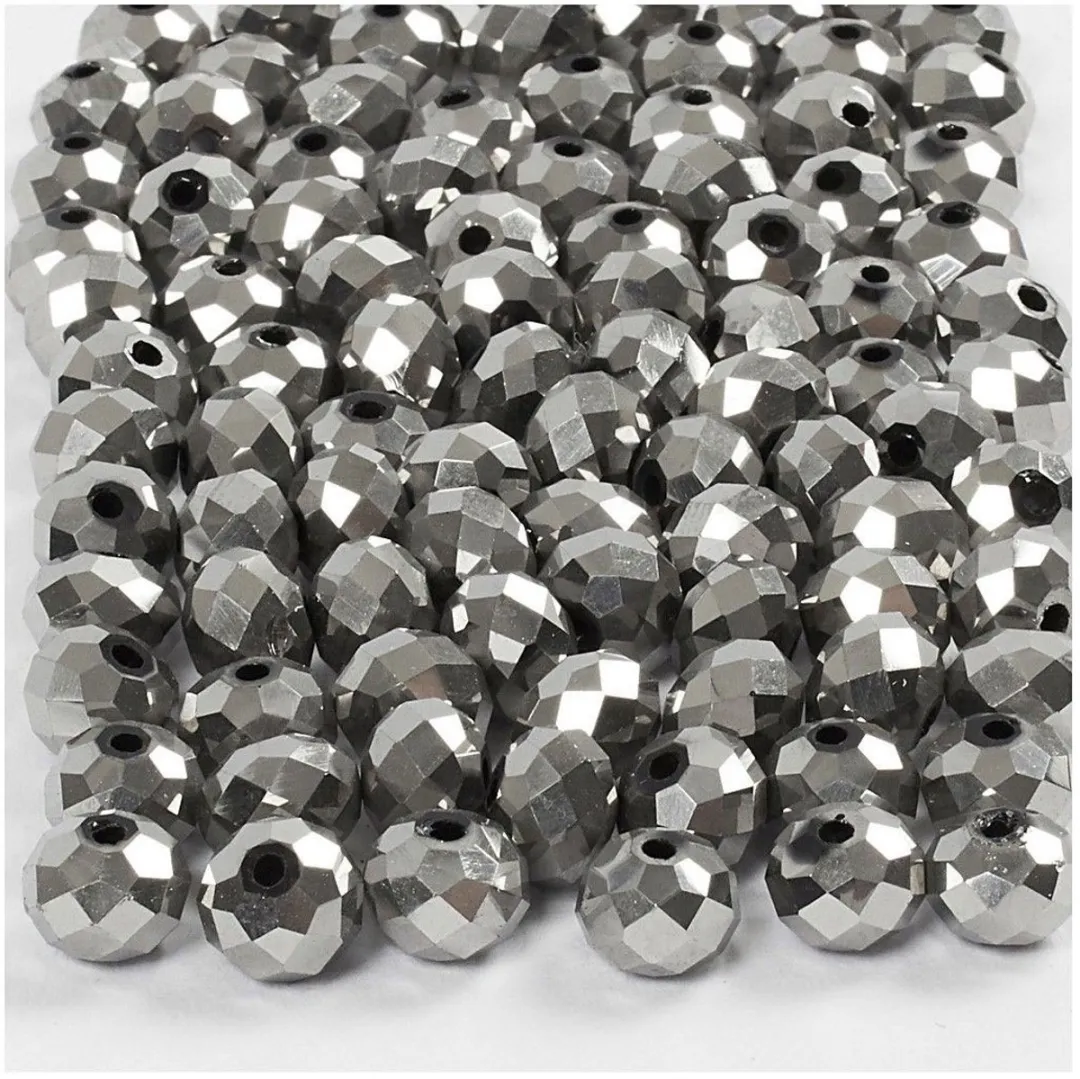 Creativ Company Facet Kralen 5x6mm Metallic Grijs - 100 Stuks