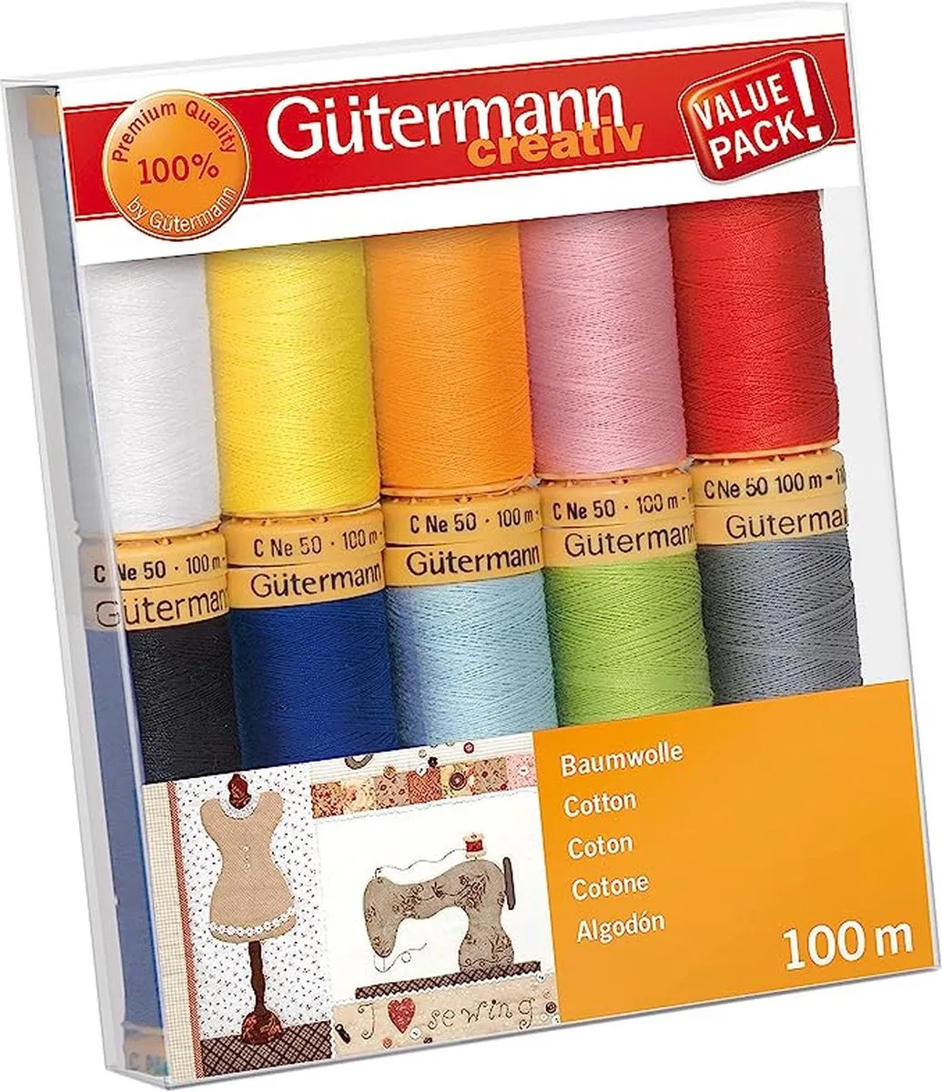Gutermann Naaigaren - 10 Kleuren 10 Stuks