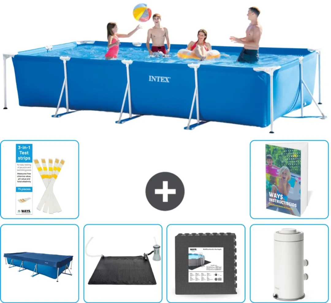 Intex Rechthoekig Frame Zwembad 450x220cm - Blauw - 7-delig