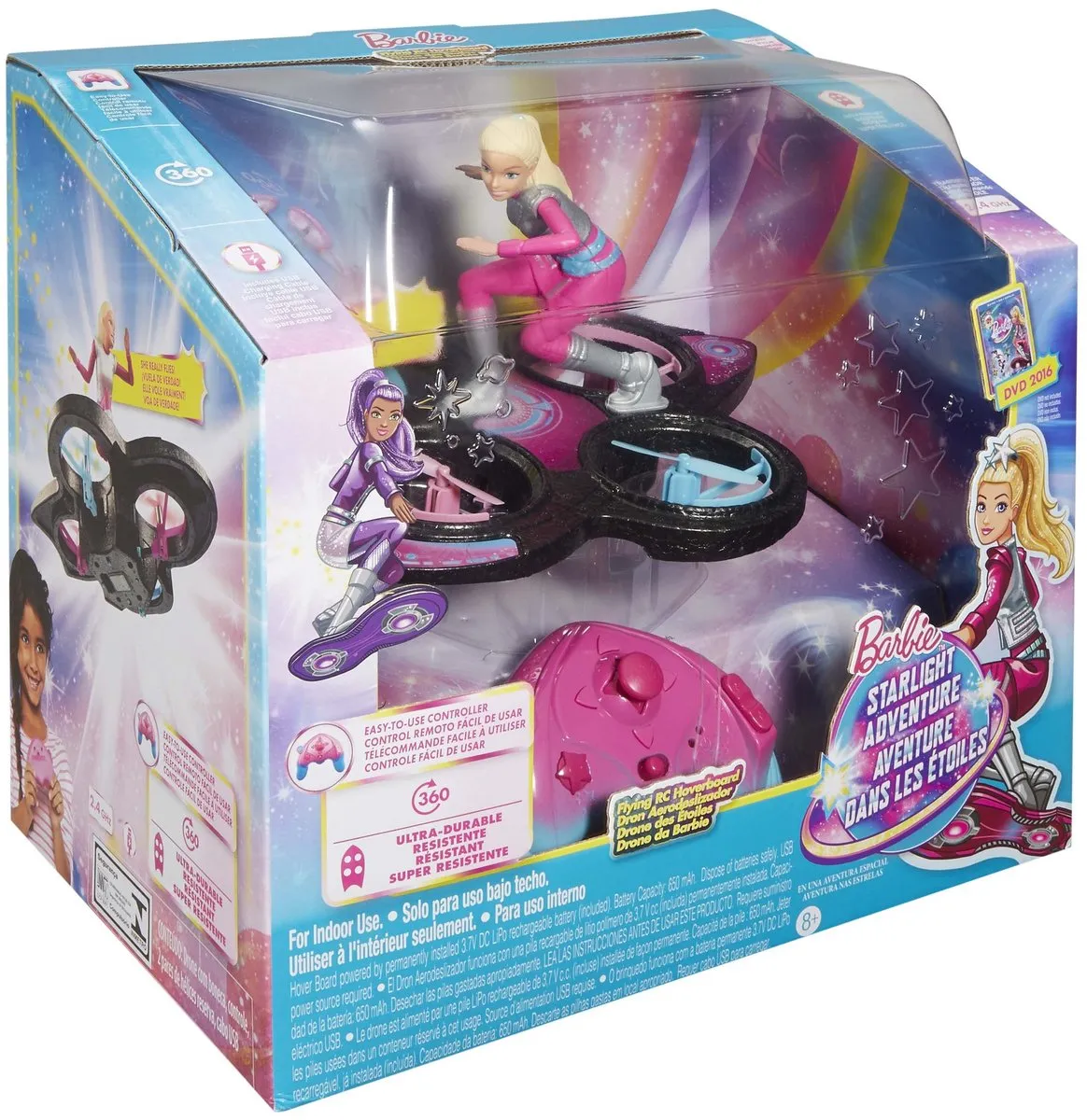 Barbie Disney DLV45 RC Hoverboard - Roze/Zilver/Zwart