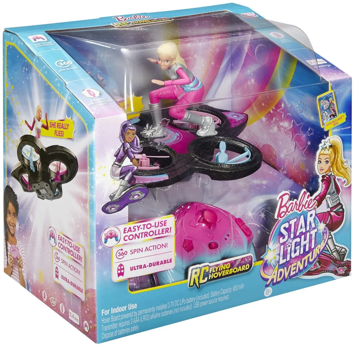 Barbie Disney DLV45 RC Hoverboard - Roze/Zilver/Zwart